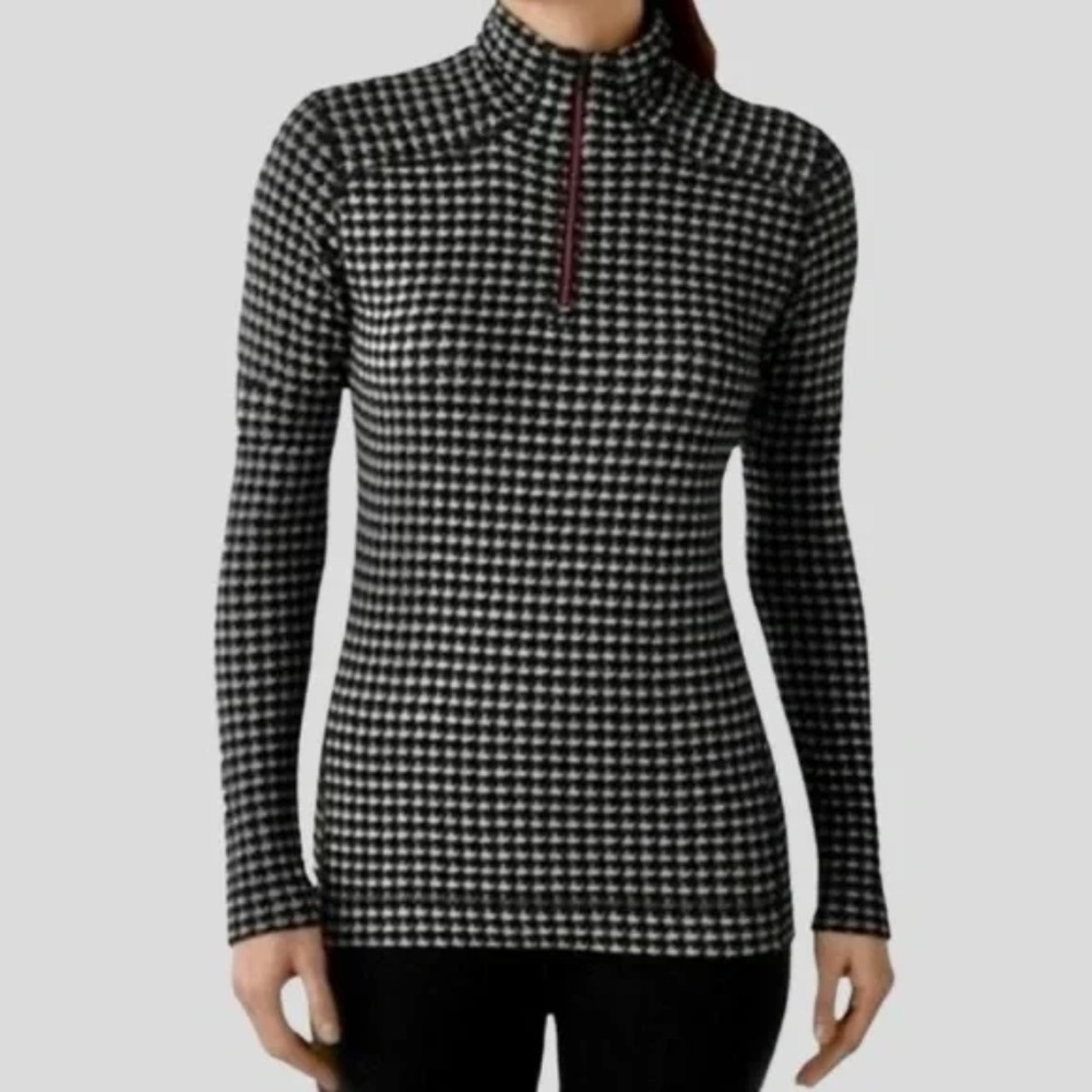 Smartwool 100% Merino Wool 250 1/4 Zip Houndsooth Baselayer Pullover